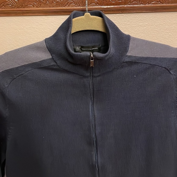 INC men’s Pima cotton blend zip up knit lightweight sweater mock turtleneck SM - Picture 3 of 12